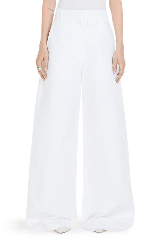 SPORTMAX Oversize Bonded Cotton Canvas Trousers Optical White at Nordstrom,
