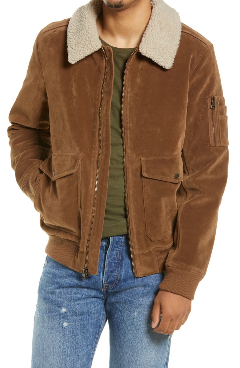 Levi's® Faux Suede Aviator Bomber Jacket with Removable Faux Shearling  Collar | Nordstrom