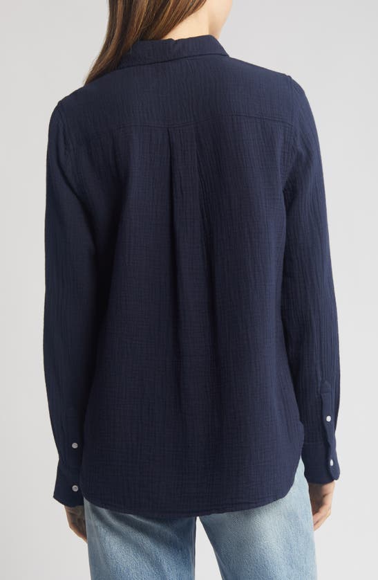 Shop Caslon (r) Casual Gauze Button-up Shirt In Navy Blazer