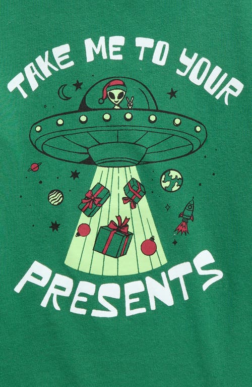 Shop Tucker + Tate Kids' I Tried Long Sleeve Graphic T-shirt In Green Fir Alien Santa