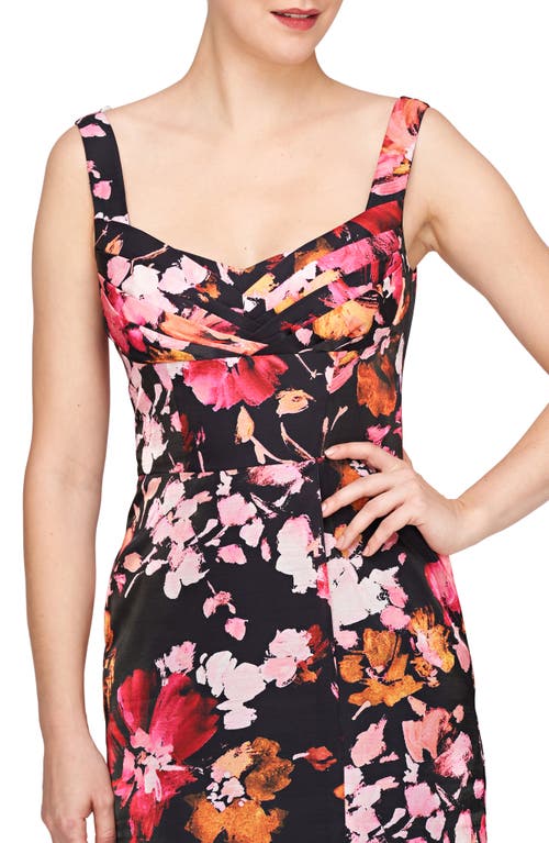 Shop Kay Unger Nicole Floral Column Dress In Saffron/black