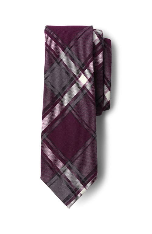 Lands' End School Uniform Adult Plaid To Be Tied Tie In Burgundy/gray Plaid