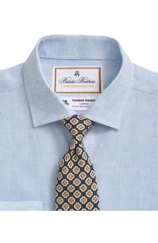 Shop Brooks Brothers X Thomas Mason® Slub Linen Dress Shirt In Solid Light Blue