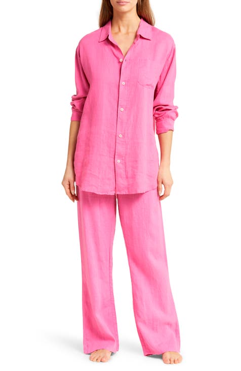 Linen Nightwear, Sexy Linen Pajamas, Linen Cami Set, White Linen