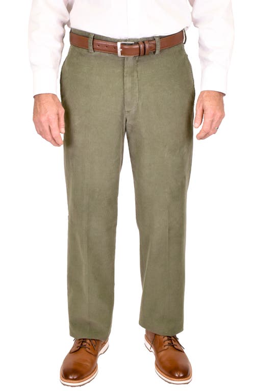 Flat Front Corduroy Dress Pants in Olive