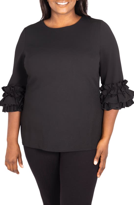 MAREE POUR TOI RUFFLE SLEEVE KNIT TOP