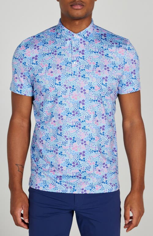 Shop Redvanly Rhodes Floral Performance Golf Polo In Atmosphere/pink