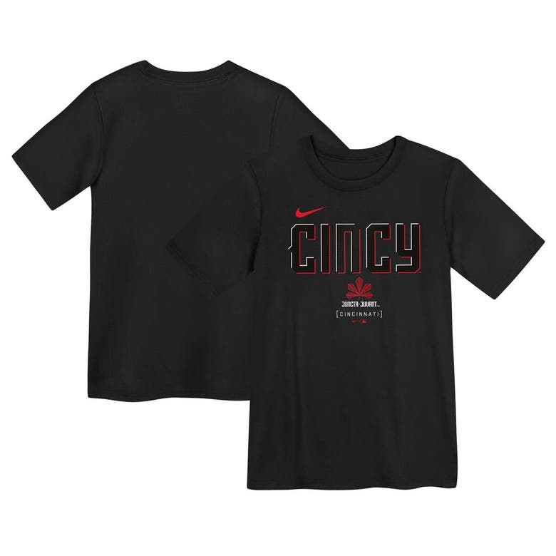 Nike Kids' Preschool  Black Cincinnati Reds City Connect Large Logo T-shirt
