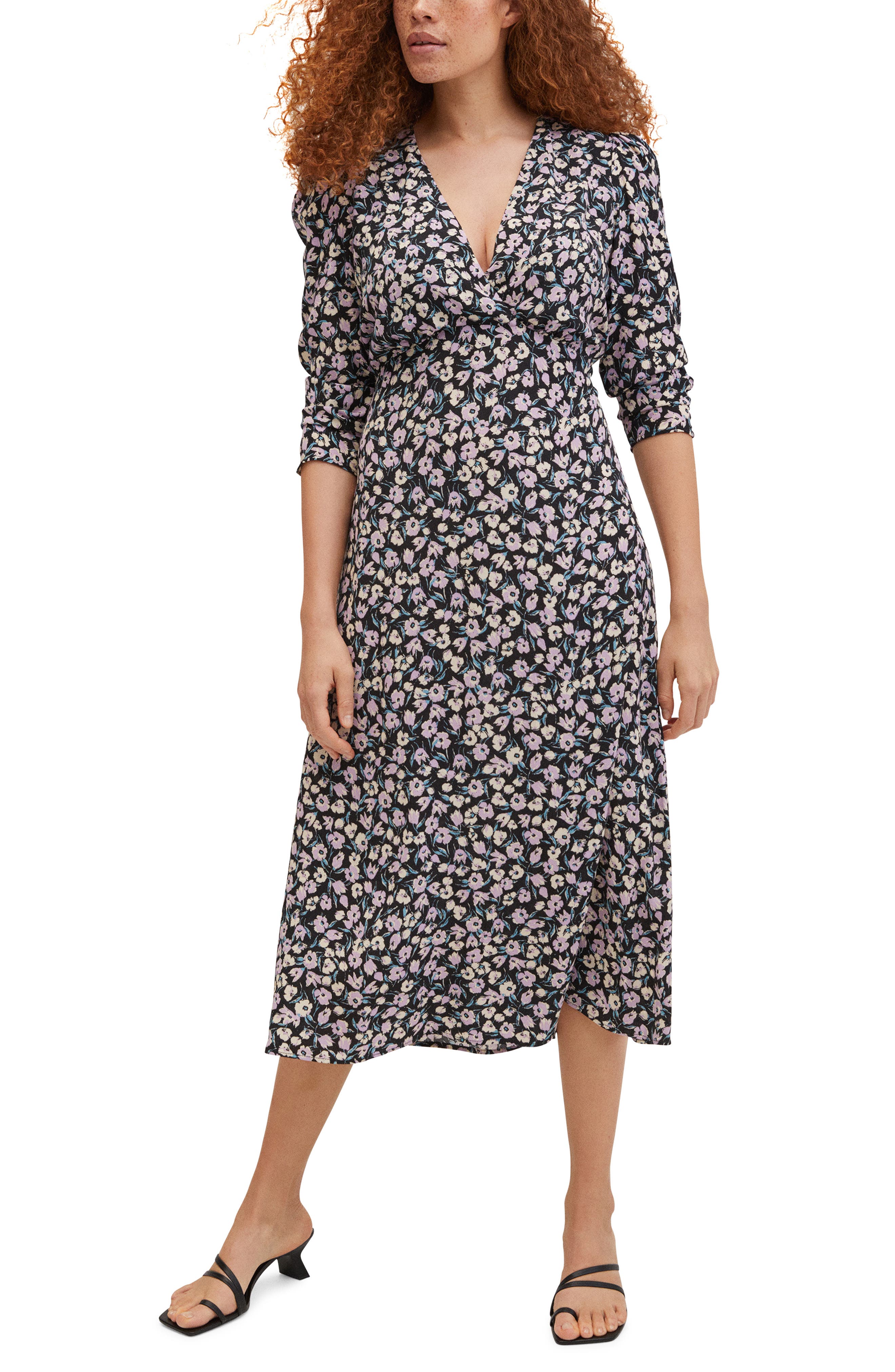 MANGO Floral Print Midi Dress | Nordstrom
