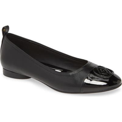 Taryn Rose Phoebe Cap Toe Skimmer Flat, Black
