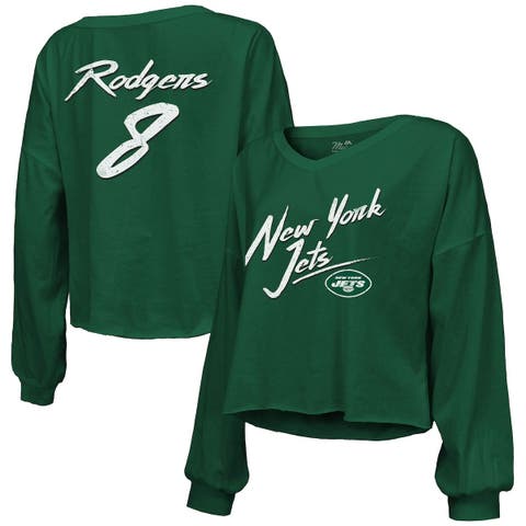 Women's Junk Food White/Green Green Bay Packers Retro Script Raglan  3/4-Sleeve T-Shirt