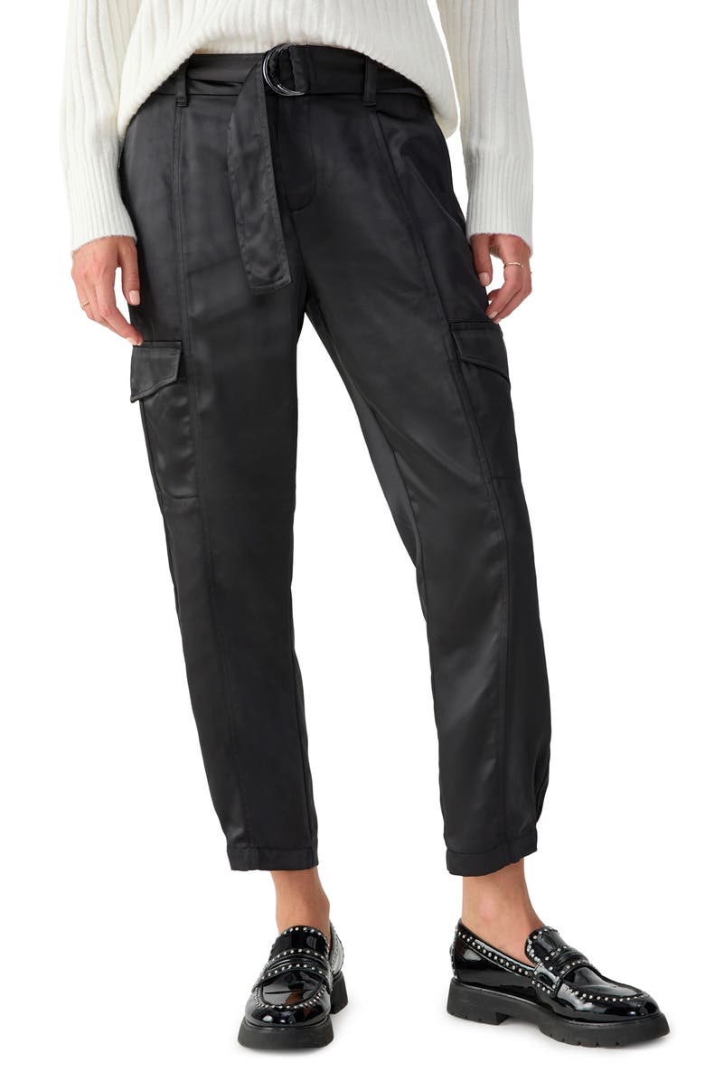 Sanctuary Belted Satin Cargo Pants, Main, color,
