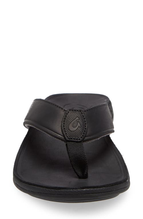 Olukai Tuahine Waterproof Flip Flop In Black/black