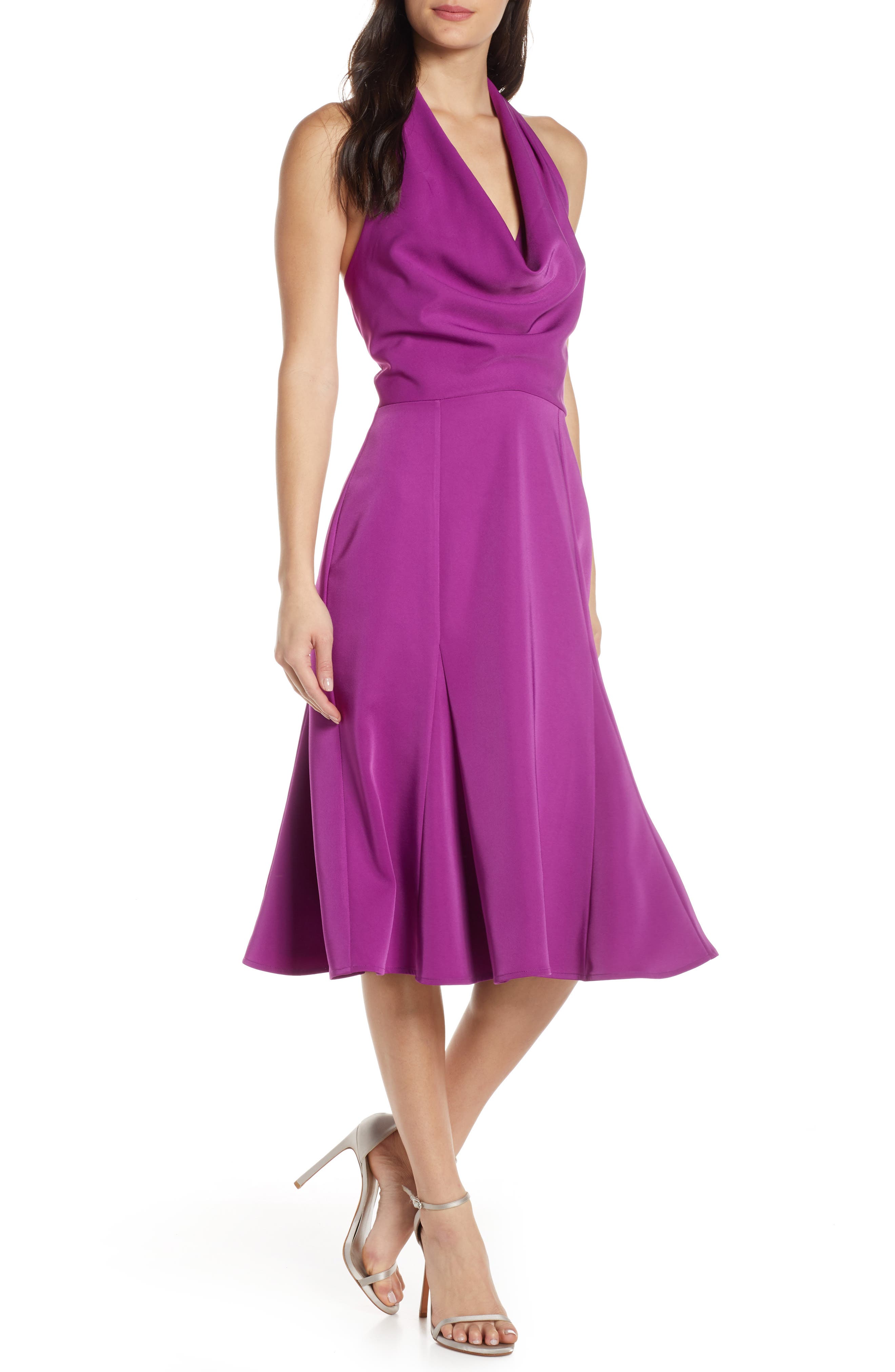 Harlyn Halter Fit & Flare Dress, Purple