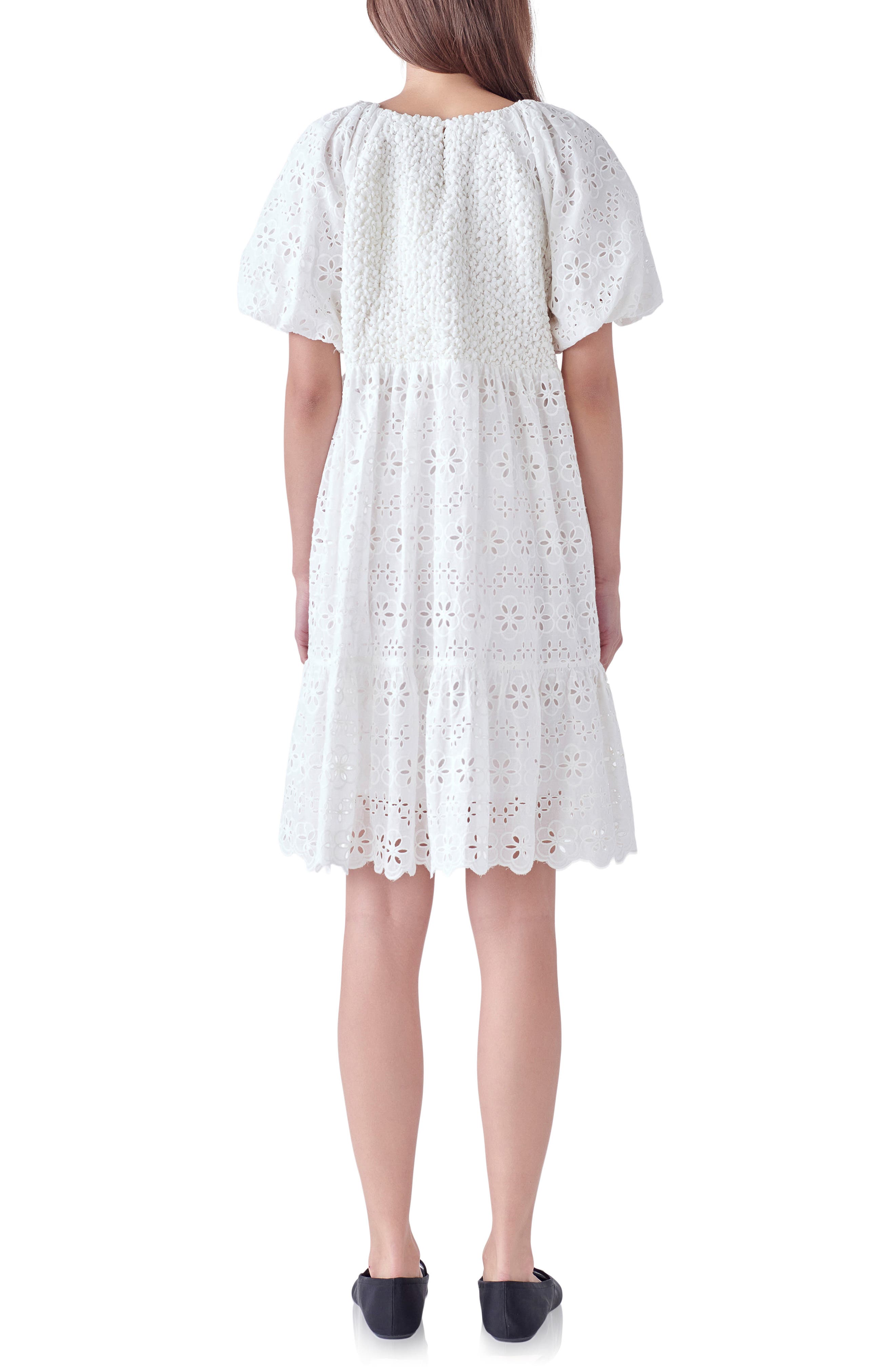 English Factory Eyelet Knit Combo Dress Nordstrom