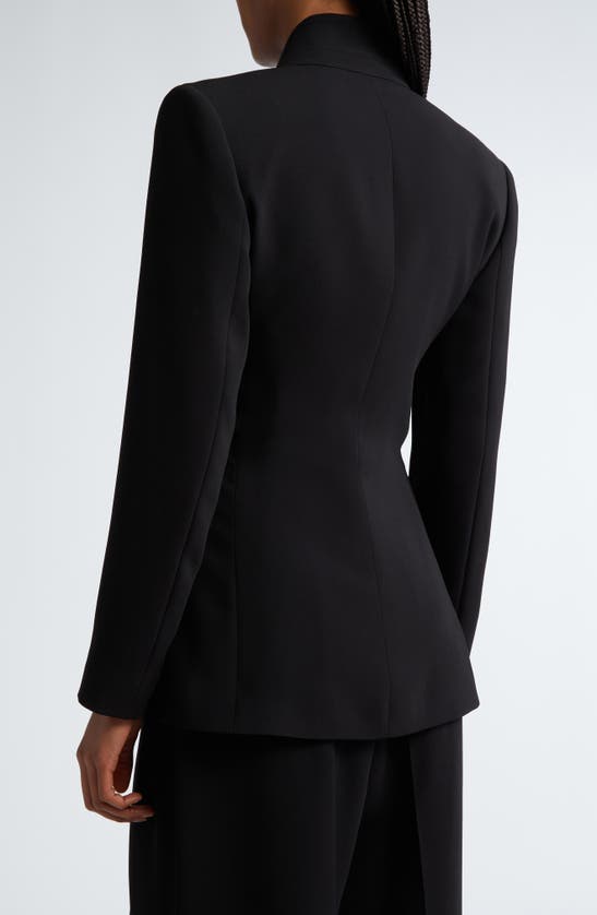 Shop Max Mara Seggio Tie Front Crepe Blazer In Black