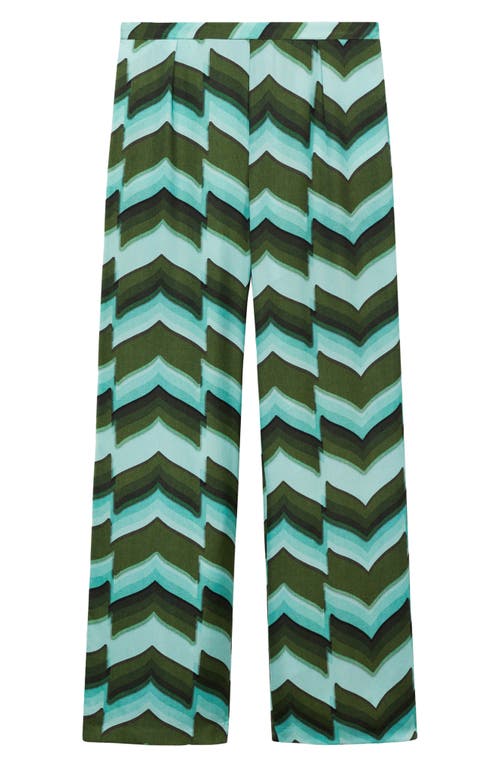 Mango Print Pull-on Straight Leg Pants In Green