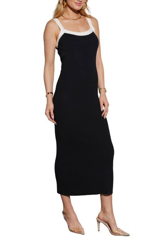 Shop Vici Collection Rib Body-con Midi Dress In Black/white