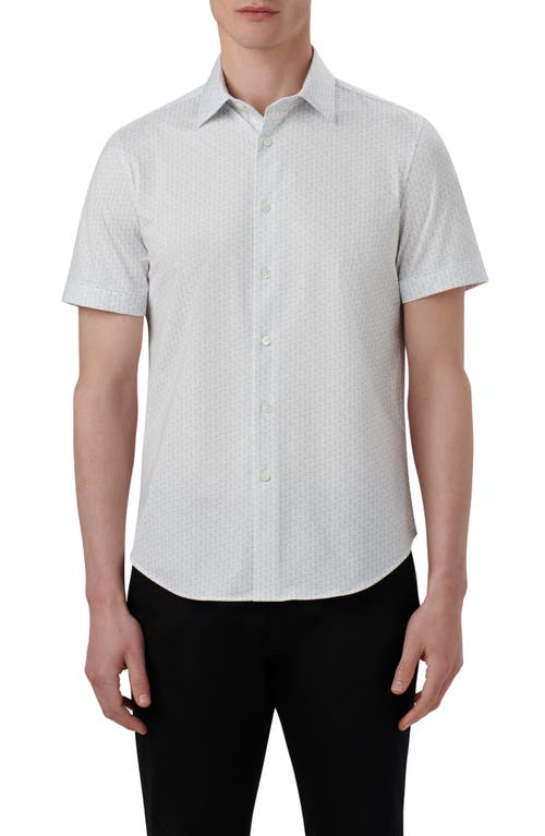 Bugatchi Miles OoohCotton Champagne Print Short Sleeve Button-Up Shirt Chalk at Nordstrom,