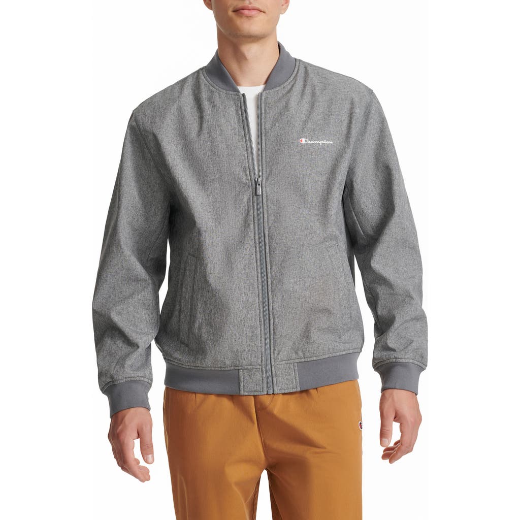 Champion Softshell Varsity Bomber Jacket In Heather Grey