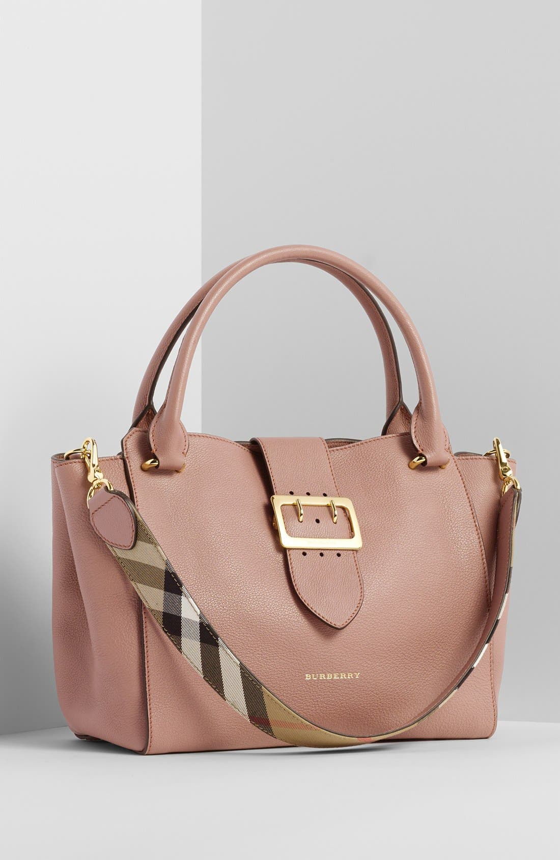 burberry medium buckle tote pink