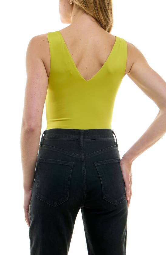 Shop Urban Social Double V Sleeveless Bodysuit In Citron