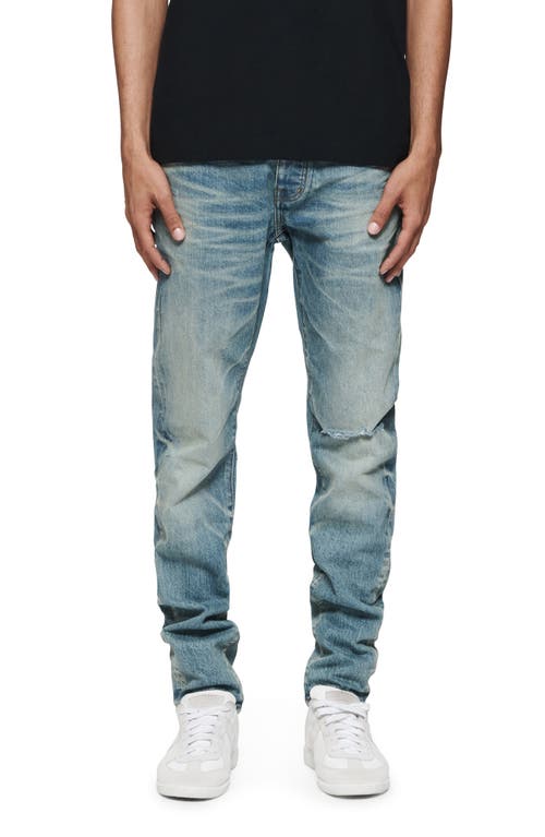 PURPLE BRAND Blowout Ripped Knee Skinny Jeans Mid Indigo at Nordstrom,