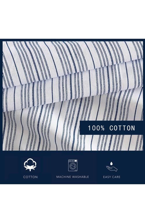 Nautica Beaux Stripe Percale Cotton Fitted Sheet In Dark Blue