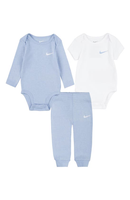 Shop Nike Solid 3-piece Bodysuits & Joggers Set In Cobalt Bliss Heather
