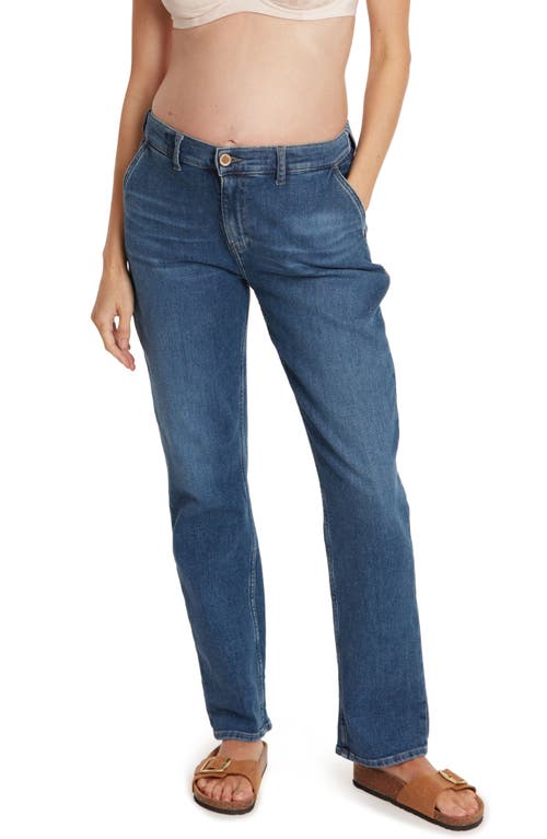 Carrie Cuff Maternity Mom Jeans in Mid Blue Used
