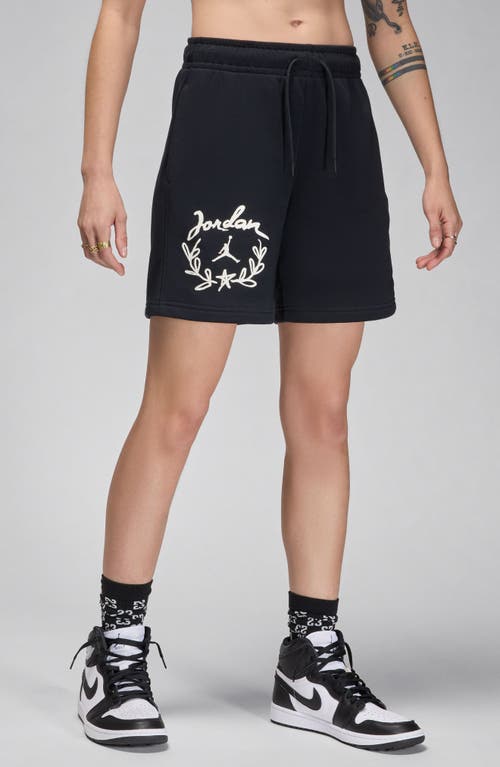 Shop Jordan Brooklyn Graphic Sweat Shorts In Black/sail