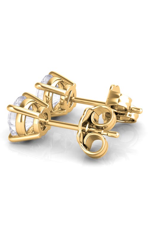Hautecarat Round Brilliant Cut Lab Created Diamond Stud Earrings In 4.00 Ctw Yellow Gold