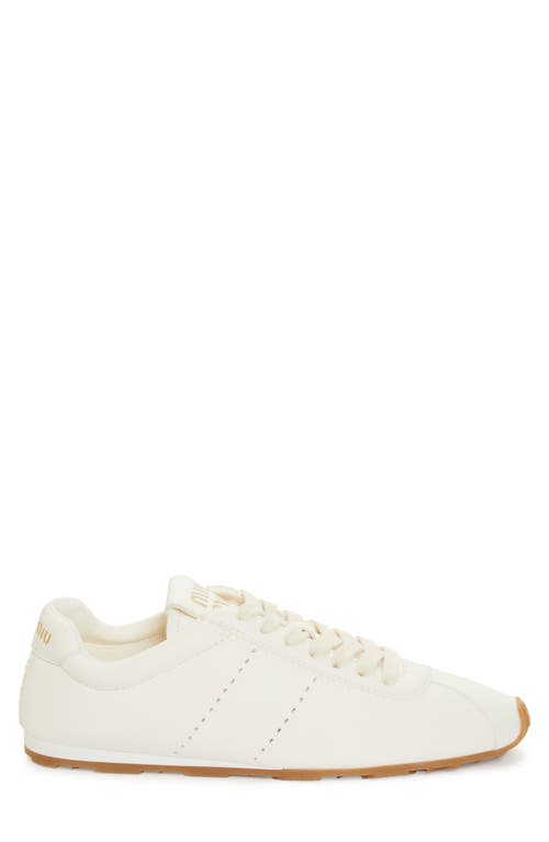 Miu Miu Leather Low Top Sneaker In Avorio