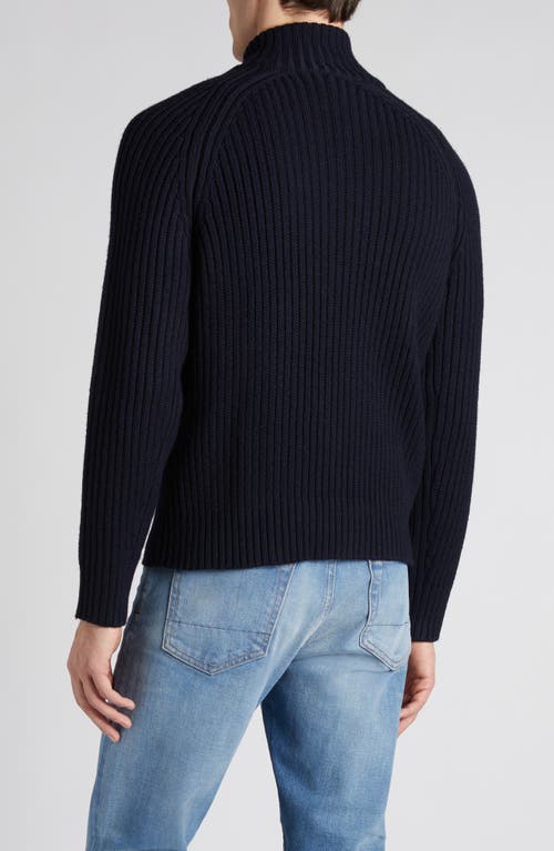 Shop Tom Ford Wool & Cashmere Zip Front Cardigan In Midnight Navy