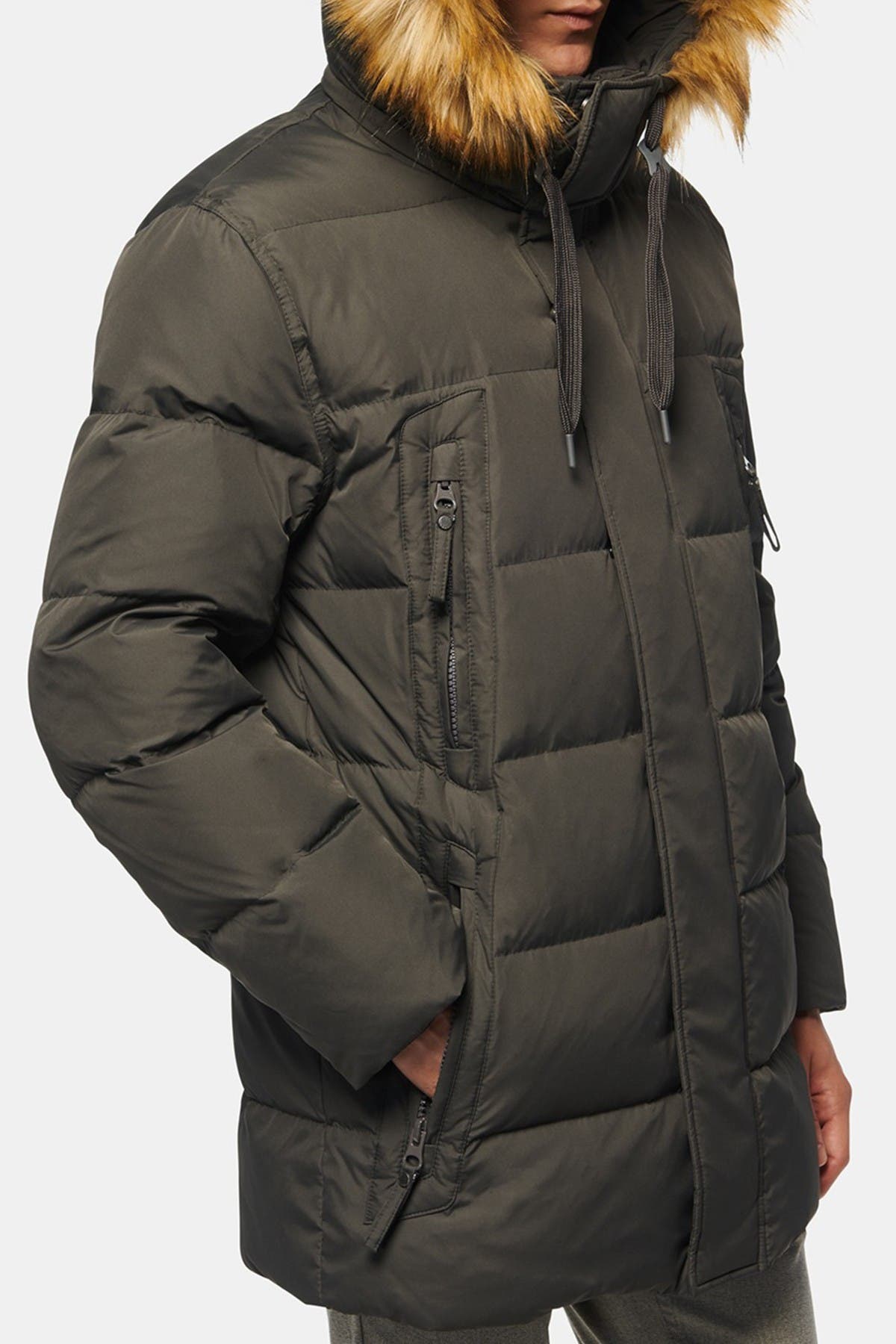 andrew marc conway removable faux fur hood quilted parka