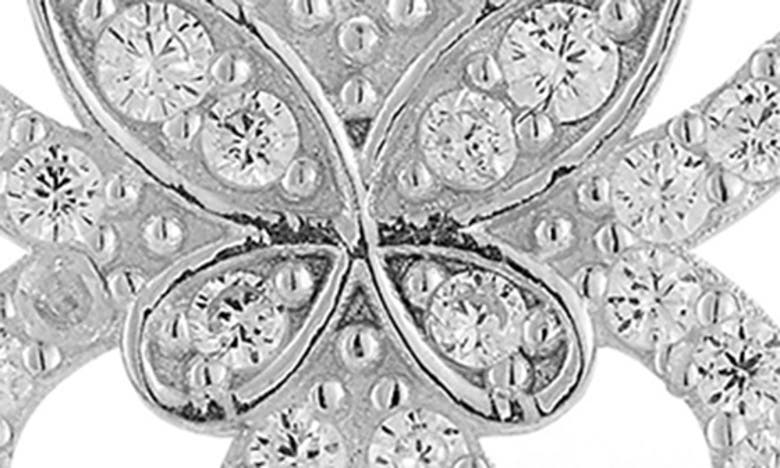 Sphera Milano Rhodium Plated Sterling Silver Cz Butterfly Stud Earrings In Silver