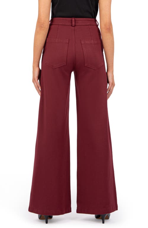 Shop Kut From The Kloth Meg High Waist Super Wide Leg Twill Pants In Wine