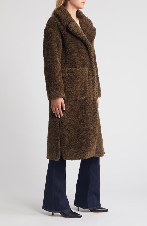 Shop Bcbg Faux Shearling Teddy Coat In Moss