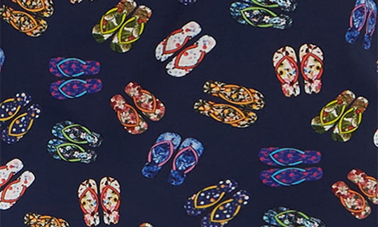 Bugatchi Flip Flop Print Swim Trunks In Navy