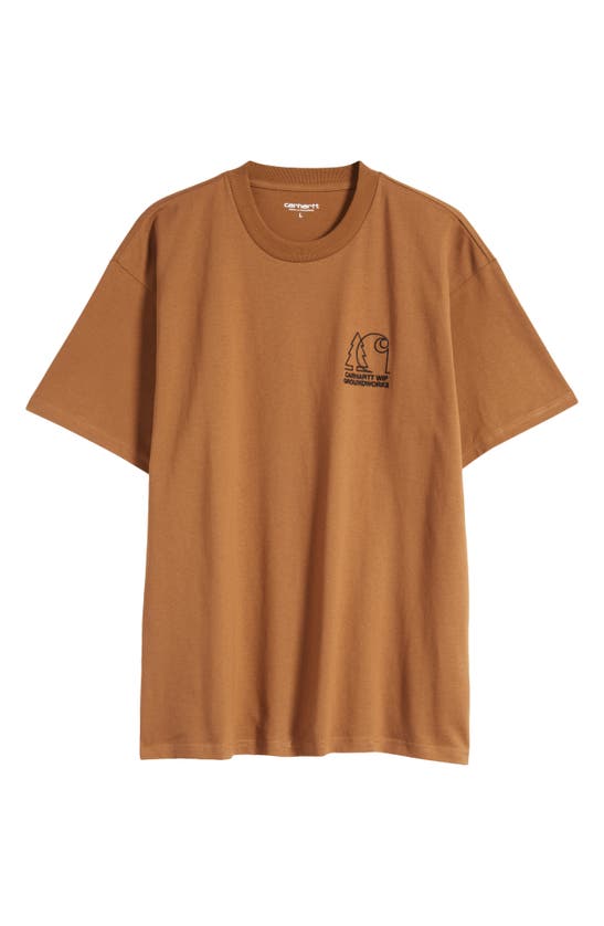 Shop Carhartt Groundworks Oversize Embroidered Organic Cotton T-shirt In Hamilton Brown