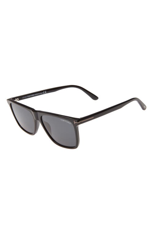 Shop Tom Ford Fletcher 57mm Sunglasses In Shiny Black/smoke