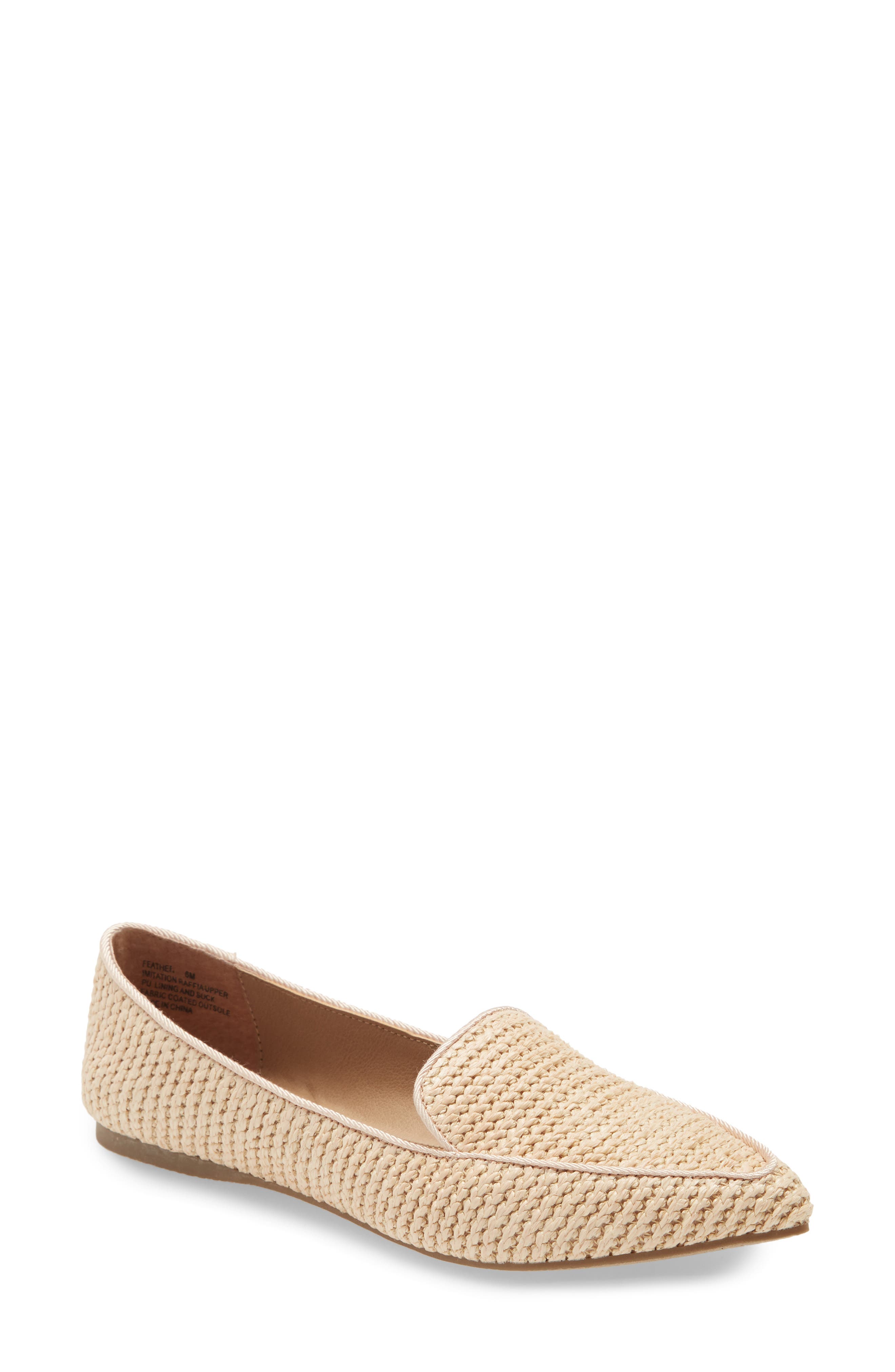 STEVE MADDEN Feather Loafer Flat, Main, color, RAFFIA