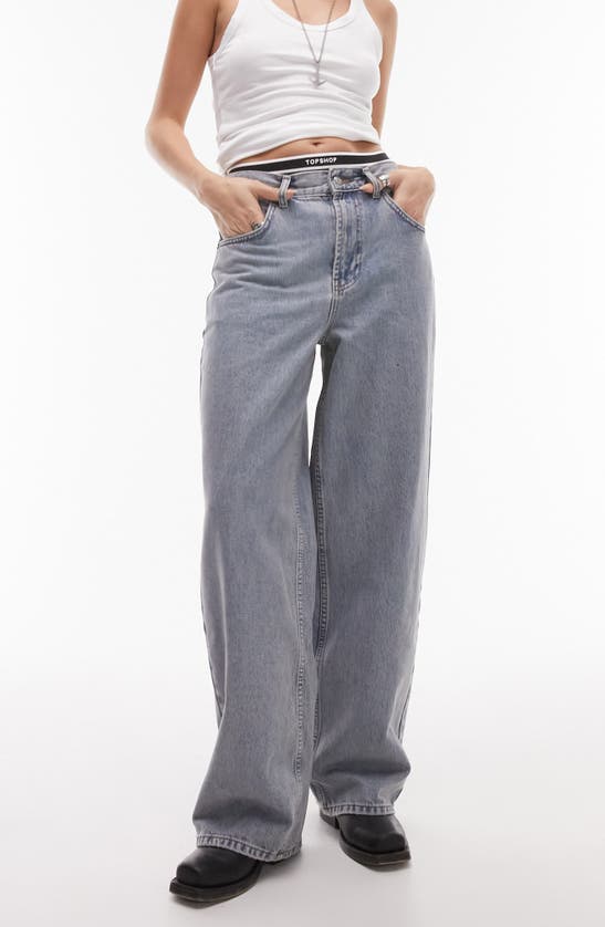 Topshop '90s Relaxed Straight Leg Jeans In Light Blue