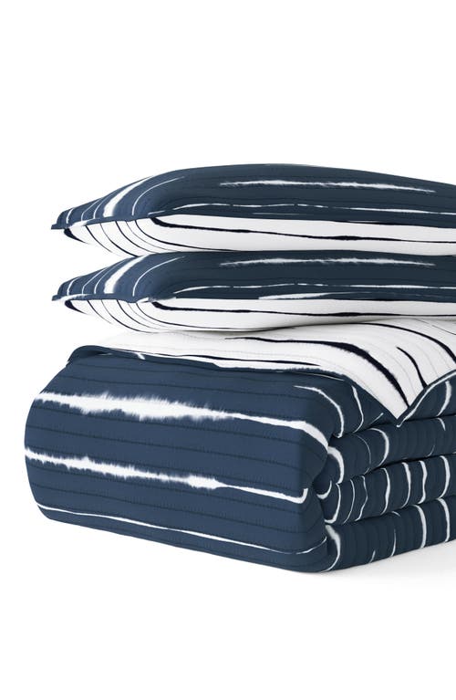 Shop Homespun Horizon Reversible Comforter & Shams Set In Navy