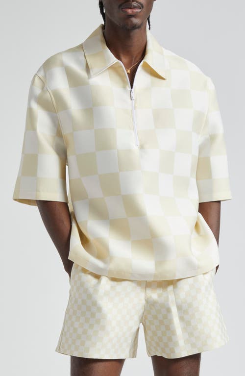 Versace Contrasto Duchesse Half Zip Shirt in 2Kh30 Light Sand White at Nordstrom, Size 38 Us