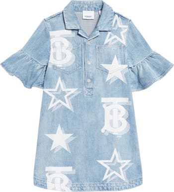 TB Monogram Denim Shirt in Blue - Burberry Kids