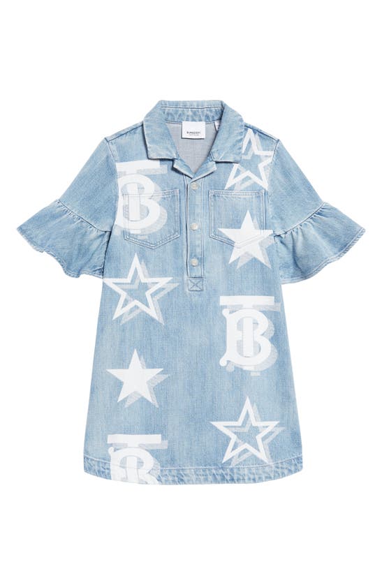 Burberry Kids' Little Girl's & Girl's Blair Star & Monogram-patterned Denim Dress In 蓝色