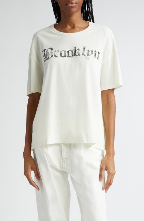 R13 Brooklyn Boxy Seamless Cotton Graphic T-Shirt in Ecru at Nordstrom, Size X-Small