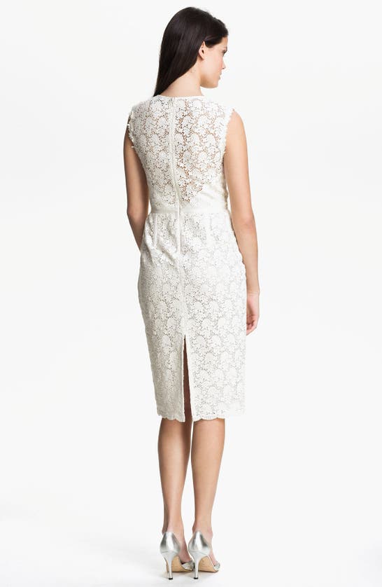 Shop Jill Jill Stuart Illusion Yoke Lace Sheath Dress In Ivory