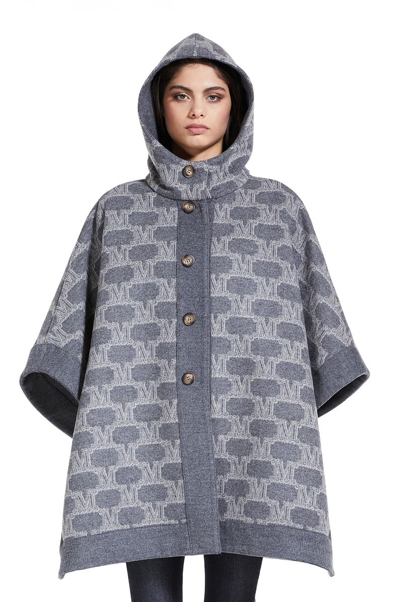 Max Mara Zac Monogram Jacquard Reversible Hooded Virgin Wool & Cashmere ...